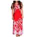 Peach Couture Paisley Print Sleeveless Scoop Neck Beach Maxi Dress Red S