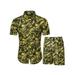 Avamo Men Sleepwear Pajama Suits Summer Casual Short Sleeve Tops And Drawstring Short Pants With Pocket Set Summer Beach Party Outfit