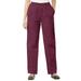 Woman Within Women's Plus Size Elastic-Waist Cotton Straight Leg Pant