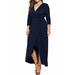 UKAP Womens Deep V Neck Dress Long Sleeve Ruched Irregular Hem Party Dress Flowy High Low Maxi Dress