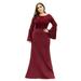 Ever-Pretty Women's Flared Sleeve Floral Lace Plus Size Wedding Guest Dresses Mermaid Dress 09142 Burgundy US16