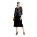 JESSICA HOWARD Womens Black Glitter Floral Long Sleeve Jewel Neck Midi Shift Dress Size 6P