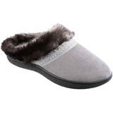 Isotoner Womens Addie Solid Faux Fur Clog Slippers