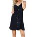 FleinngHoz Mini Dress V Neck Sleeveless Dress, Black, XXL