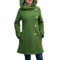 Women Winter Warm Woolen Jacket Hooded Pocket Outwear Thick Parka Coats