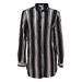 Urban Diction Women's Casual Soft Stripped Long-Sleeved Boyfriend Dress Shirt (Small) Black-Purple