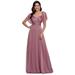 Ever-Pretty Womens Short Sleeve Sparkling Full-Length Maxi Evening Dress Cocktail Party Dress 00564 Orchid US6