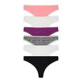 Nobo 5-Pack Juniors Panties Hipster Thong Bikini String Cheeky Boyleg (Thong - Stars, Large)