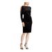 RALPH LAUREN Womens Black Glitter Long Sleeve Jewel Neck Knee Length Sheath Cocktail Dress Size 16