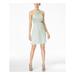 ADRIANNA PAPELL Womens Green Embellished Sleeveless Asymmetrical Neckline Above The Knee Fit + Flare Prom Dress Size 12