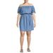 Derek Heart Junior Plus Size Everyday Denim Off-the-Shoulder Mini Dress