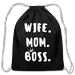 Wife Mom Boss Cotton Drawstring Bag, Mother's Day Gift, Gifts For a Working Mom, Backpacks For Her