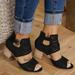 Women Ladies Fashion Peep Toe High Heel Solid Buckle Casual Shoes Sandals