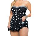 Women Oversized Tankini Bikini Set Skirted Swimdress Polka Dot Beach Swimsuit S-5XL