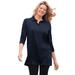 Woman Within Women's Plus Size Long-Sleeve Polo Shirt