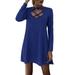 Women Autumn Winter V-Neck T Shirt Dress Casual Long Sleeve A-Line Skater Dress Ladies Casual Cocktail Party Mini Swing Dress