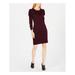 CALVIN KLEIN Womens Burgundy Long Sleeve Jewel Neck Above The Knee Shift Dress Size: XL