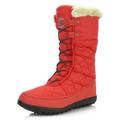 DailyShoes Women's Winter Snow Boots Waterproof Women's Comfort Round Toe Snow Boot Winter Warm Ankle Short Quilt Lace Up Waterproof Cold High Eskimo Fur Boots Red,Nylon,5, Shoelace Style Dark Brown