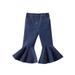 Musuos Baby Girls Casual Jeans High Waisted Flare Wide Legs Denim Trousers