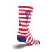 Kids 6in Crew USA Sticks Lacrosse Socks (USA Sticks - KIDS Size 1-5), 75% moisture wicking micro denier acrylic, 15% nylon, 10% spandex By SockGuy