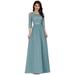 Ever-Pretty Womens Lace Plus Size Long Prom Dresses for Women 74123 Dusty Blue US24