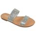 Soda Shoes Women Flip Flops Slippers Sandals Double Strap Slide Casual Bling Rhinestone Crystals AMONG-S Silver 6.5