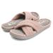 Women's Ultra Soft Padded Felt Criss Cross Slide W/French Terry Insole Slipper W/ Memory Foam (M, Pink-344)