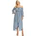 Fashion Womens Casual Long Sleeve Renaissance Peasant Boho Off Shoulder Maxi Beach Sundress