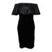 Adrianna Papell Women's Velvet Off-The-Shoulder Dress (6, Black)