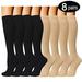 Compression Socks (8 Pairs) for Women & Men 15-20mmHg - Best Medical,Running,Nursing,Hiking,Recovery & Flight Socks