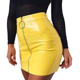 Xingqing Women High Waist PU Leather Mini Skirt Short Sexy Skirt Bodycon Pencil Skirts