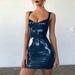 Tomshoo Women Bodycon PU Leather Mini Dress Spaghetti Strap Solid Color Sleeveless High Waist Party Night Dress