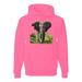 Wild African Forest Elephant Nature Fashion Graphic Hoodie Sweatshirt, Neon Pink, X-Large