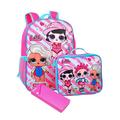 Girls LOL Surprise Backpack 16" Sk8 w/ Detachable Lunch Bag & Sliding 3 Pc Set