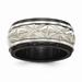Edward Mirell Jewelry Collection Black Titanium and Sterling Silver Inlay Polished Fancy Design Ring by Roy Rose Jewelry ~ Size 8.5
