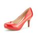 Dream Pairs Women's New Classic Elegant Party Wedding Shoes Versatile Low Stiletto Heel Dress Platform Pumps Shoes Tiffanny Red/Pat Size 6.5