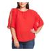 VINCE CAMUTO Womens Red Short Sleeve Jewel Neck Top Plus Size: 2X