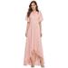 Ever-Pretty Women's Illusion Chiffon Ruffles Sleeves High Low Bridesmaid Party Dress Hollow Out Holiday Dress 00318 Pink US8