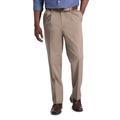 Men's Haggar Iron Free Premium Khaki Classic-Fit Pleat Front Hidden Comfort Waistband Casual Pant Medium Khaki
