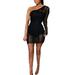 MERSARIPHY Women Bandage Bodycon One Shoulder Evening Party Cocktail Club Mini Dress