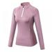 Women's Zipper Long Sleeve Sports Fitness Yoga Training Quick-Drying T-shirt Sweater Pink S Size