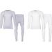 Nautica Mens Thermal Sleep Set - Pockets Super Soft Jersey Spandex/Polyester Blend Pajamas Heather/White
