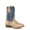 Roper Blue Geometric Boys Kids Tan Leather Kyle Cowboy Boots 10