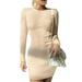 Women Fashion Long Sleeve Solid Color Dress Long Sleeve Round Neck Dress