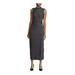 RALPH LAUREN Womens Gray Heather Sleeveless Jewel Neck Tea-Length Sheath Dress Size 18