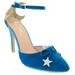 Velvet Glitter Star Pointy Toe Stiletto Women Heels Blue Red or Black