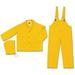 Yellow Classic .35 mm Polyester And PVC 3-Piece Rain Suit With Detachable Hood And Bib Pants