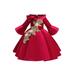 Girls Embroidery Flower Dress up Costume Dress 3/4 Sleeve Floral Girl Dresses Formal Special Occasions Dresses Wedding Pageant Recital Holiday Gift