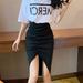 Women Wrap Asymmetric Drape Ruched Maxi Skirts Party Office Side Split Slit High Waist Midi Sexy Solid Irregular Skirt 2019