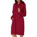 Women Casual Hooded Pullover Long Sleeve Hoodies Sweatshirt Midi Dress